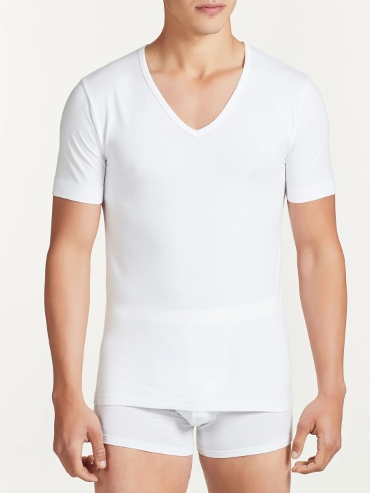 T-shirt cotone scollo a V Ragno