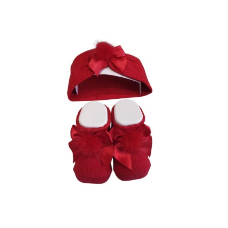 Fascia rossa con calzino neonata